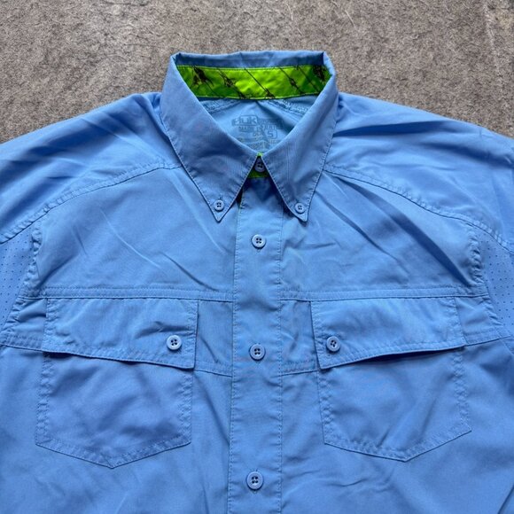 Huk Shirt Men Small Solid Performance Fishing Short Sleeve Button-Down - Picture 1 of 13